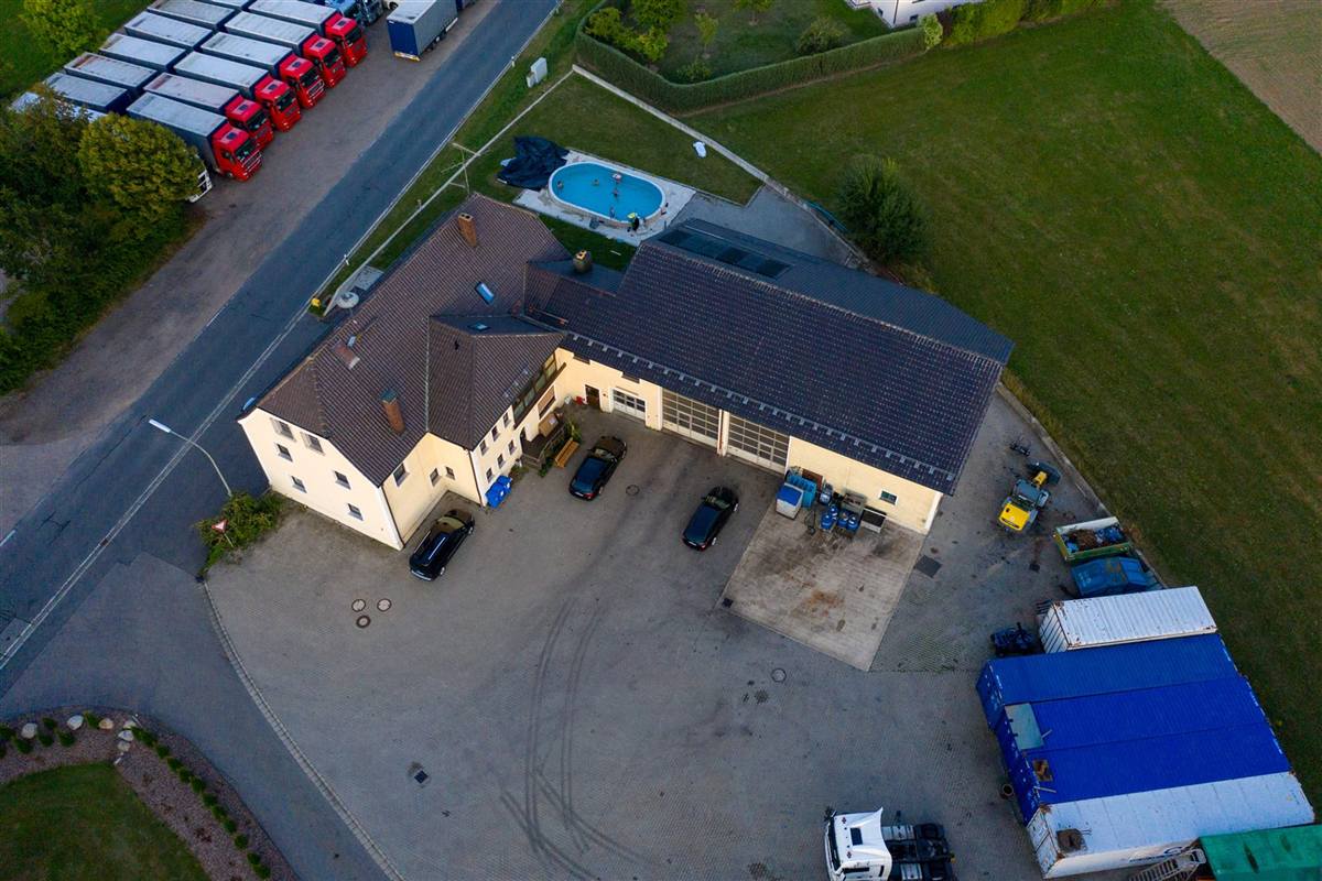 Betriebsgelände der KCK Transport GmbH in Falkenstein aus der Luft